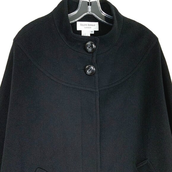 New Helene Berman London Black Wool Cashmere Poncho Cape Sz M - Picture 4 of 16
